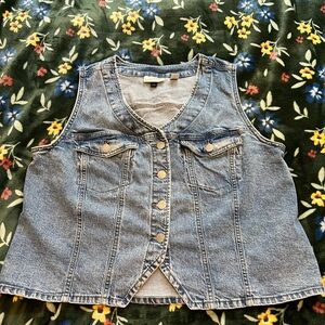 Denim Vest with Button Closure